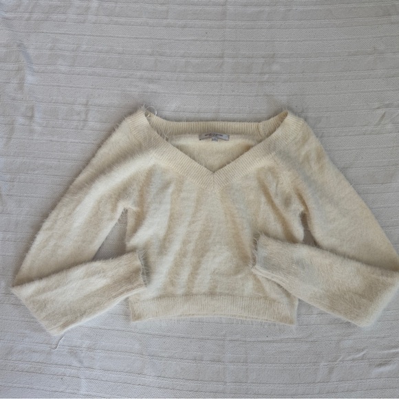 Cream V-Neck Women's Sweater - Picture 1 of 3